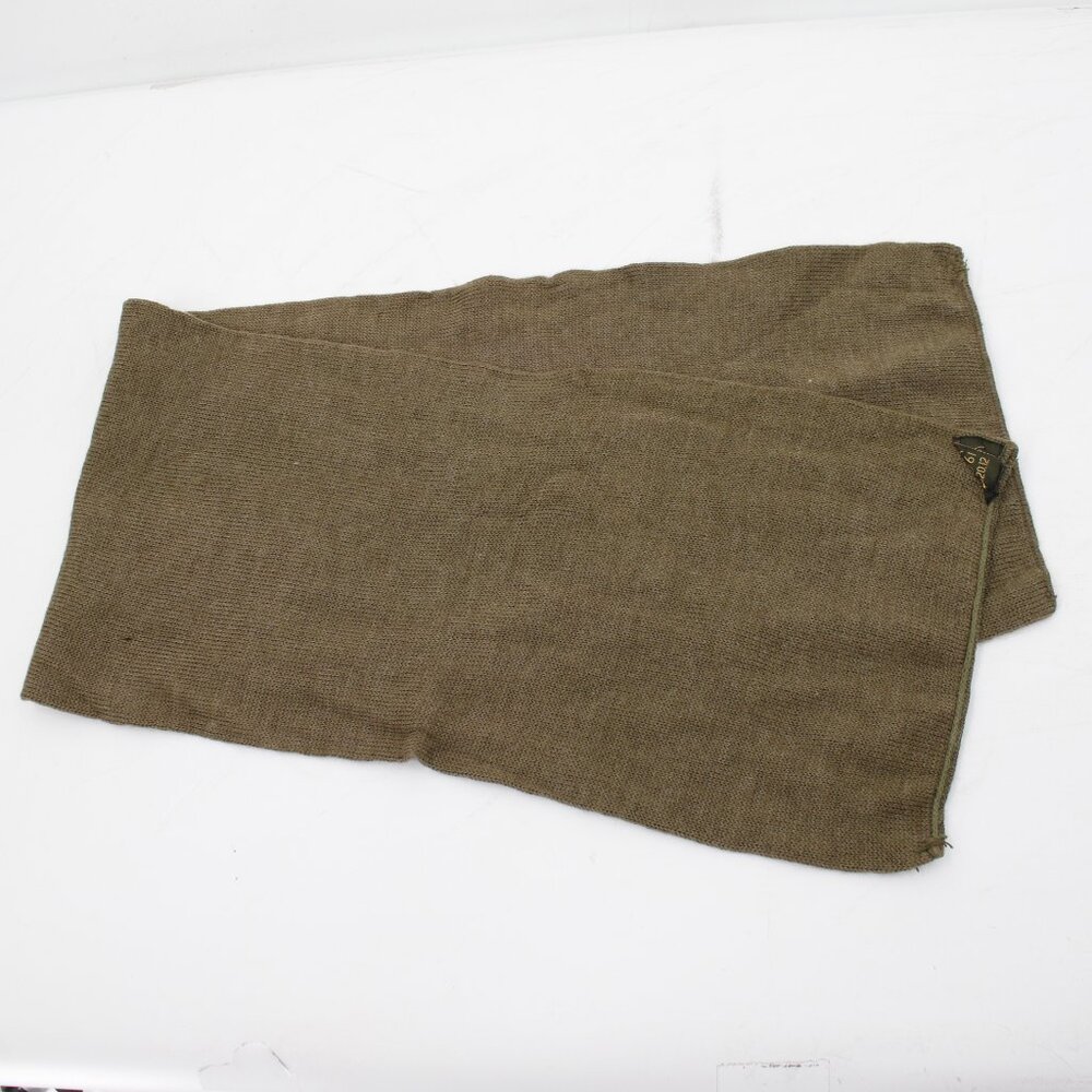 Vintage Dutch Military Bluvend Motecht Mitin Wool Scarf Army Green 38" x 9"